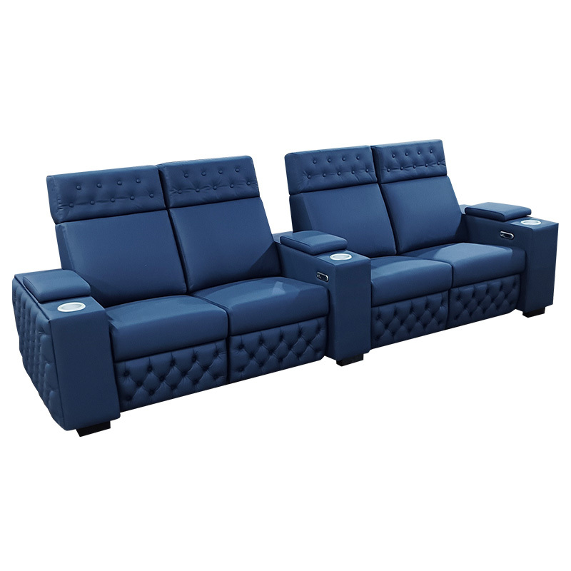 Contact surface cowhide four-seat and middle console video room private cinema sofa luxury, all-electric stretching function