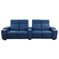 Contact surface cowhide four-seat and middle console video room private cinema sofa luxury, all-electric stretching function