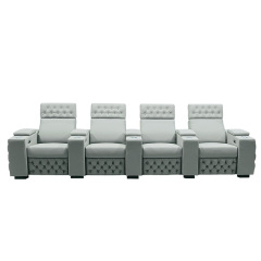 Contact surface cowhide four-seat and 3 middle console video room private cinema sofa luxury, all-electric stretching function