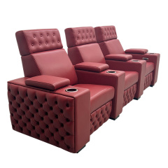 Contact surface cowhide three-seat and 2 middle console video room private cinema sofa luxury, all-electric stretching function