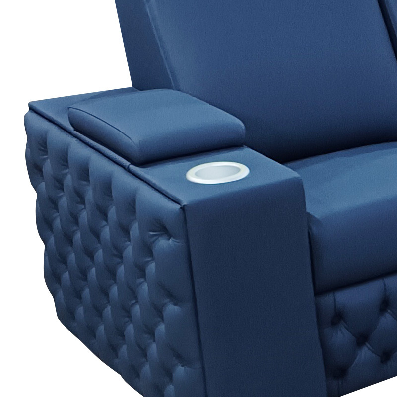 Contact surface cowhide four-seat and middle console video room private cinema sofa luxury, all-electric stretching function
