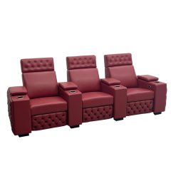 Contact surface cowhide three-seat and 2 middle console video room private cinema sofa luxury, all-electric stretching function