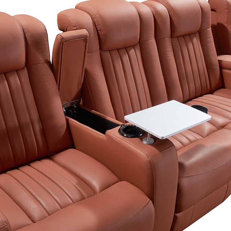 Four-seat and 2 middle console video room private cinema sofa luxury, all-electric stretching function