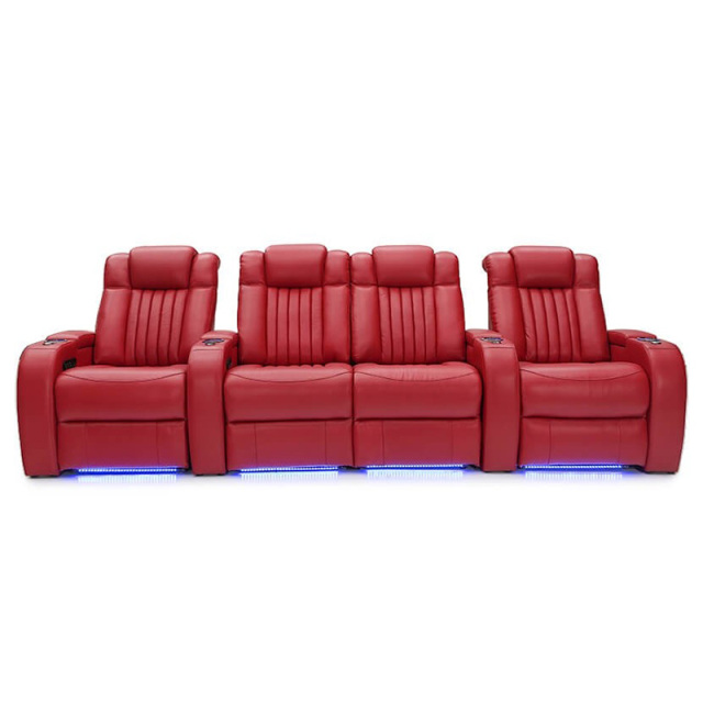 Four-seat and 2 middle console video room private cinema sofa luxury, all-electric stretching function