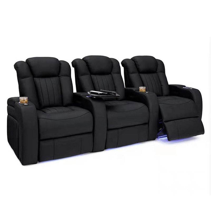 Three-seat and 2 middle console video room private cinema sofa luxury, all-electric stretching function
