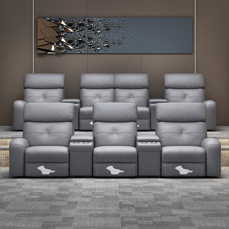Three-seat and 2 middle console video room private cinema sofa luxury, all-electric stretching function
