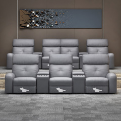 Three-seat and 2 middle console video room private cinema sofa luxury, all-electric stretching function