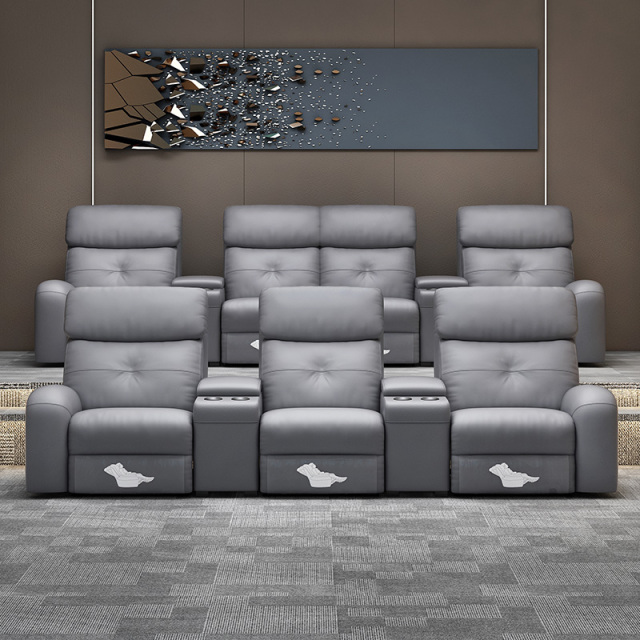 Three-seat and 2 middle console video room private cinema sofa luxury, all-electric stretching function