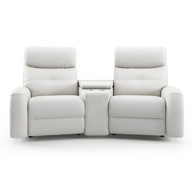 Contact surface cowhide two-seat and middle console arc design video room private cinema sofa luxury, all-electric stretching function