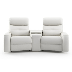 Contact surface cowhide two-seat and middle console arc design video room private cinema sofa luxury, all-electric stretching function