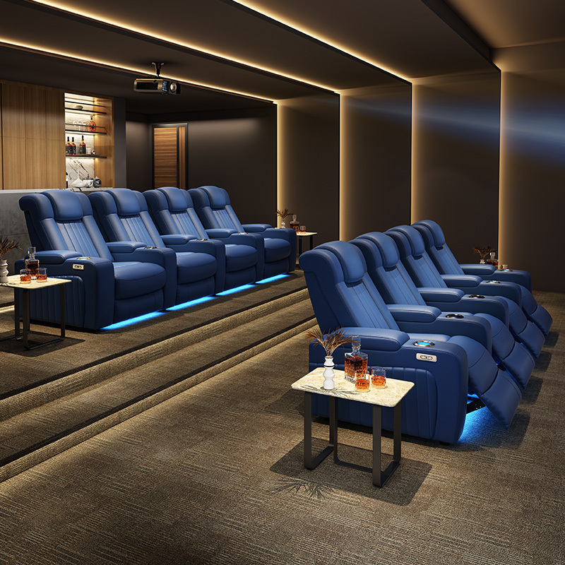 Four-seat and 3 middle console video room private cinema sofa luxury, all-electric stretching function