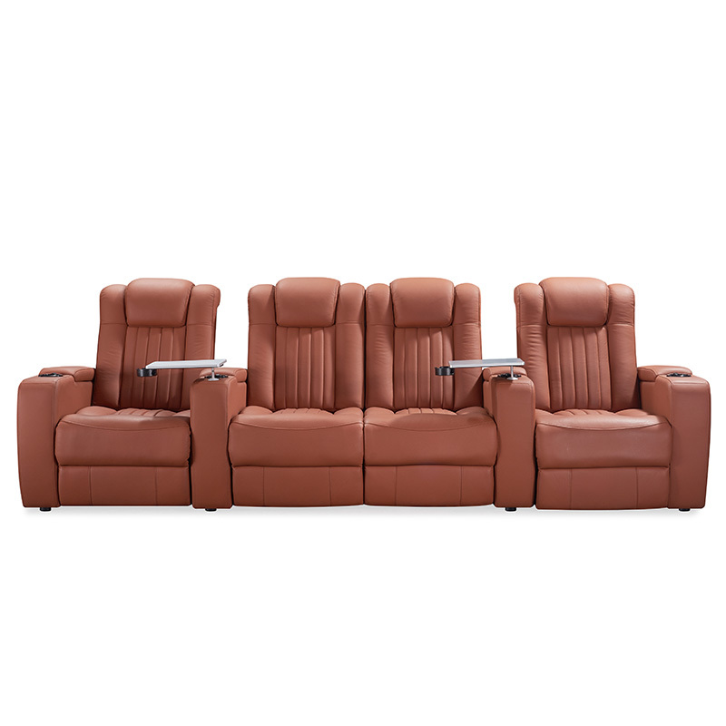 Four-seat and 2 middle console video room private cinema sofa luxury, all-electric stretching function