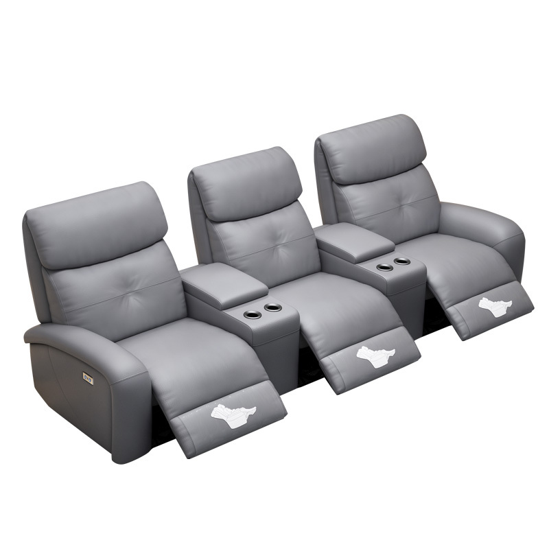 Three-seat and 2 middle console video room private cinema sofa luxury, all-electric stretching function