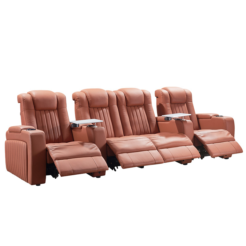 Four-seat and 2 middle console video room private cinema sofa luxury, all-electric stretching function