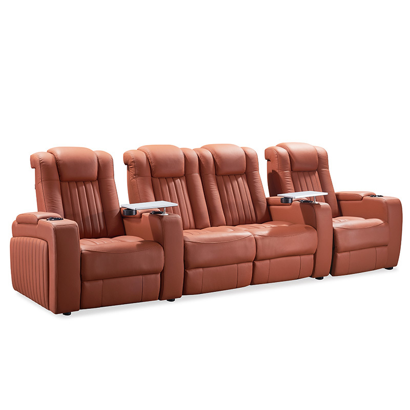 Four-seat and 2 middle console video room private cinema sofa luxury, all-electric stretching function