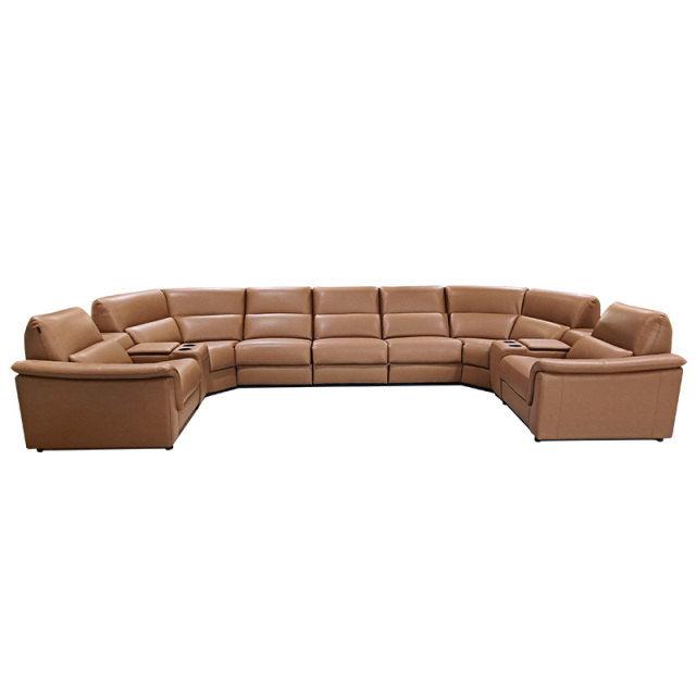 Five-seat and 2 corner seat and 2 middle console video room private cinema sofa luxury, all-electric stretching function