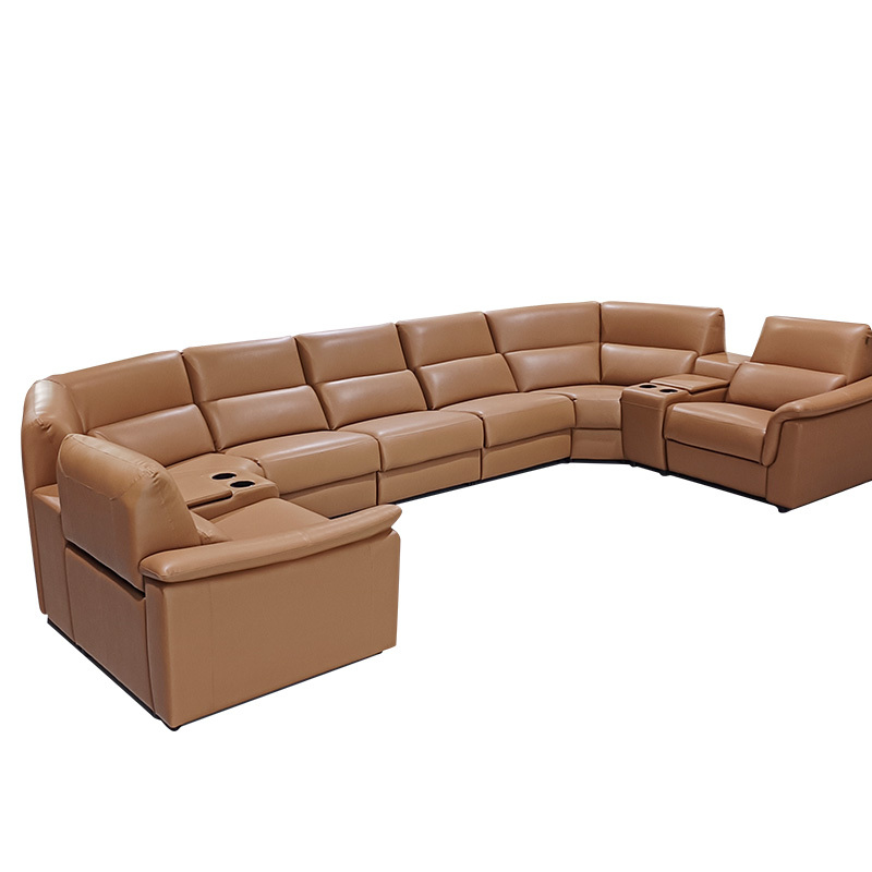 Five-seat and 2 corner seat and 2 middle console video room private cinema sofa luxury, all-electric stretching function