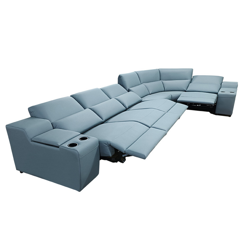 Five-seat and corner seat and 2 middle console video room private cinema sofa luxury, all-electric stretching function