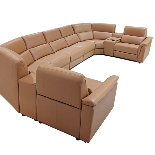 Five-seat and 2 corner seat and 2 middle console video room private cinema sofa luxury, all-electric stretching function