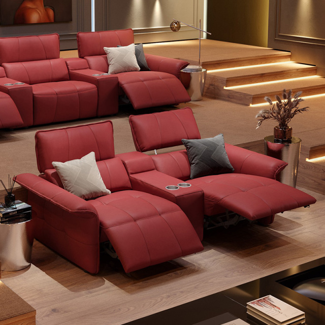Two-seat and middle console video room private cinema sofa luxury, all-electric stretching function
