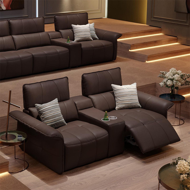 Two-seat and middle console video room private cinema sofa luxury, all-electric stretching function