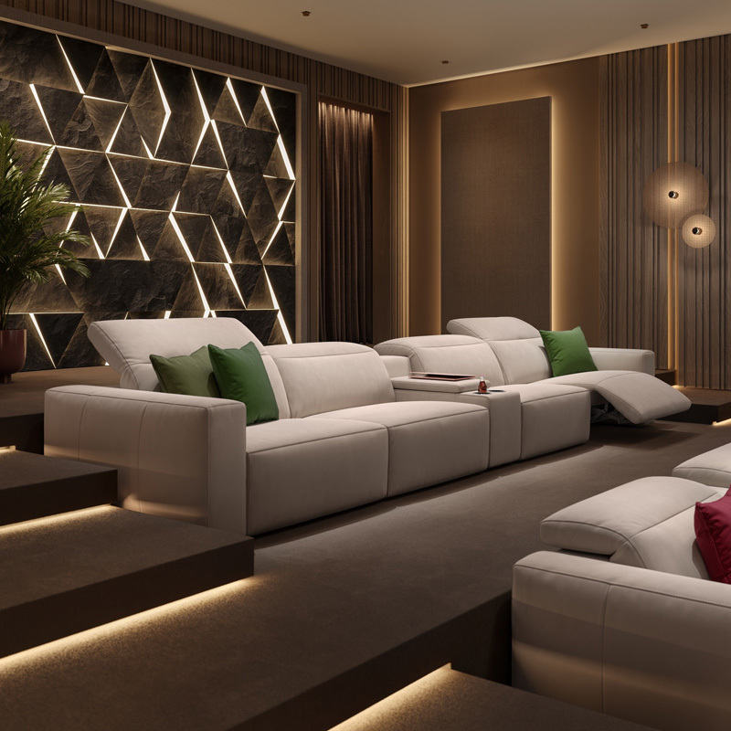 Four-seat and middle console video room private cinema sofa luxury, all-electric stretching function
