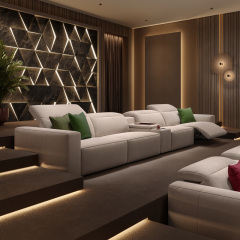 Four-seat and middle console video room private cinema sofa luxury, all-electric stretching function