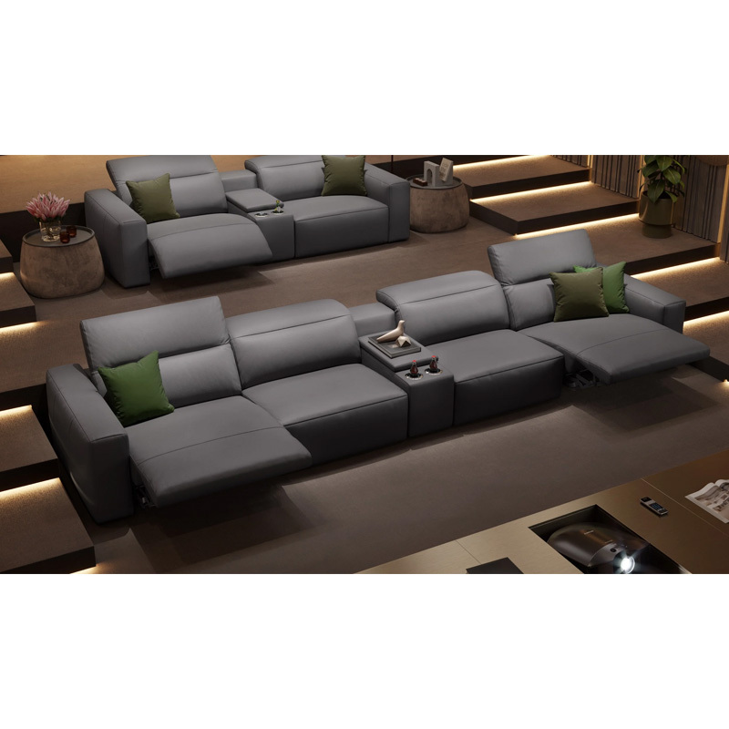 Four-seat and middle console video room private cinema sofa luxury, all-electric stretching function