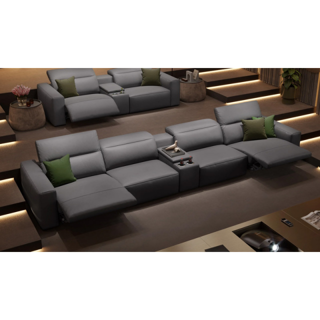 Four-seat and middle console video room private cinema sofa luxury, all-electric stretching function