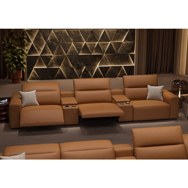 Three-seat and 2 middle console video room private cinema sofa luxury, all-electric stretching function