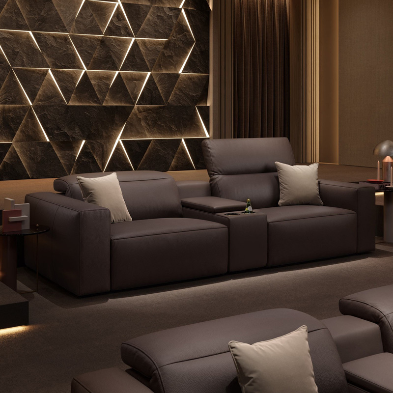 Two-seat and middle console video room private cinema sofa luxury, all-electric stretching function