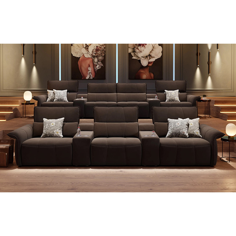 Four-seat and 2 middle console video room private cinema sofa luxury, all-electric stretching function