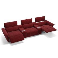 Three-seat and 2 middle console video room private cinema sofa luxury, all-electric stretching function