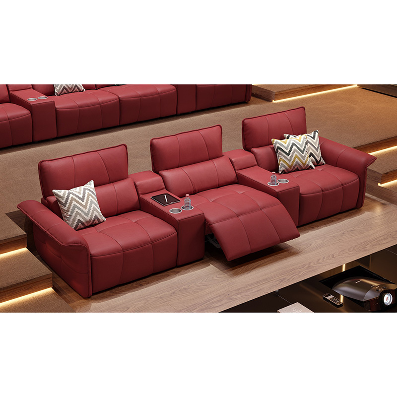 Three-seat and 2 middle console video room private cinema sofa luxury, all-electric stretching function
