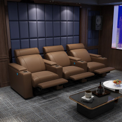 Three-seat and 2 middle console video room private cinema sofa luxury, all-electric stretching function