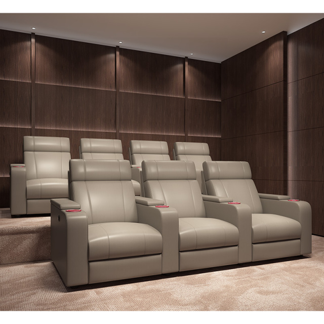 Three-seat and 2 middle console video room private cinema sofa luxury, all-electric stretching function