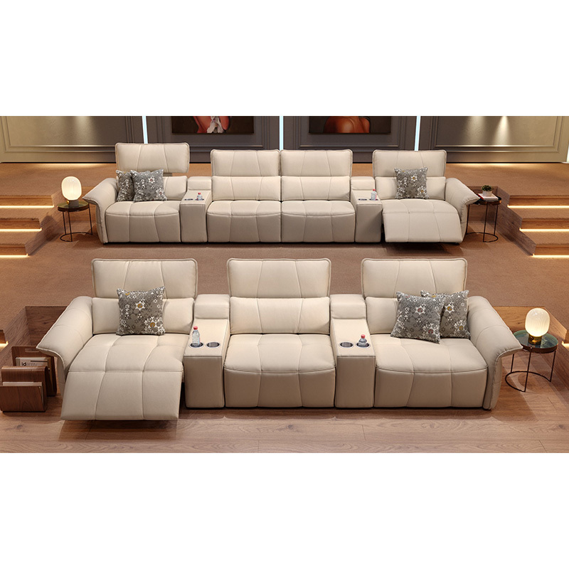 Three-seat and 2 middle console video room private cinema sofa luxury, all-electric stretching function