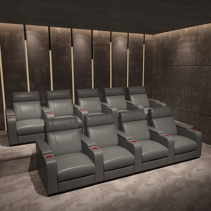 Four-seat and 3 middle console video room private cinema sofa luxury, all-electric stretching function