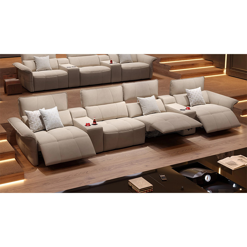 Four-seat and 2 middle console video room private cinema sofa luxury, all-electric stretching function