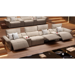 Four-seat and 2 middle console video room private cinema sofa luxury, all-electric stretching function