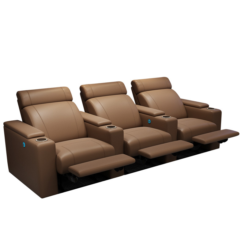 Three-seat and 2 middle console video room private cinema sofa luxury, all-electric stretching function