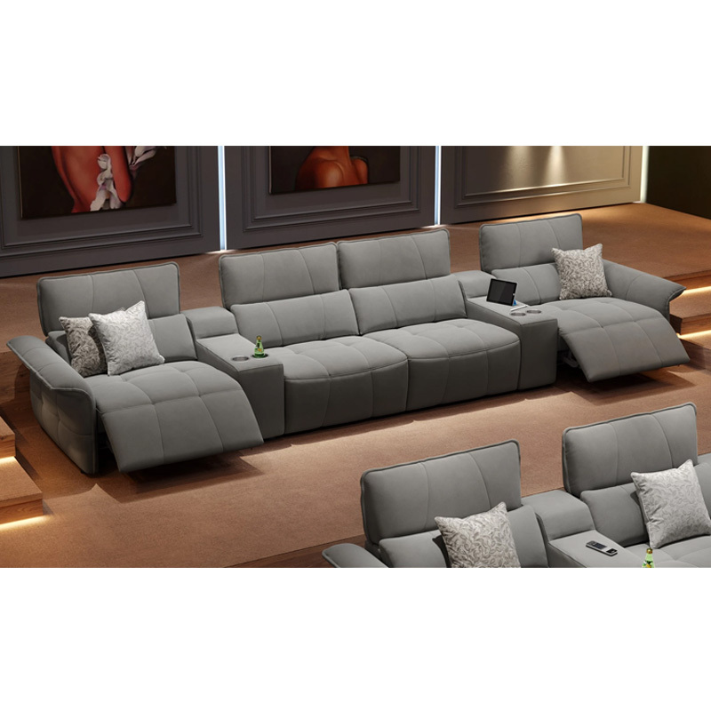 Four-seat and 2 middle console video room private cinema sofa luxury, all-electric stretching function