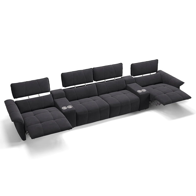 Four-seat and 2 middle console video room private cinema sofa luxury, all-electric stretching function