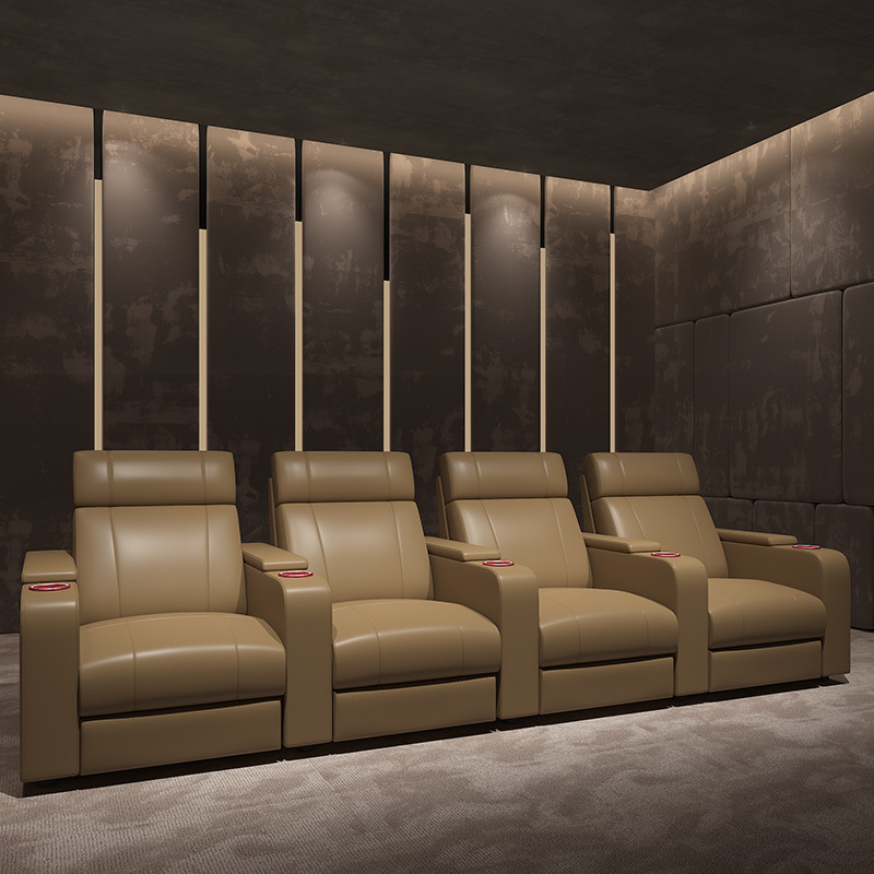 Four-seat and 3 middle console video room private cinema sofa luxury, all-electric stretching function