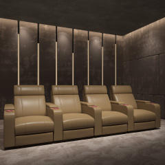 Four-seat and 3 middle console video room private cinema sofa luxury, all-electric stretching function