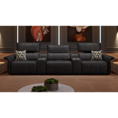Three-seat and 2 middle console video room private cinema sofa luxury, all-electric stretching function