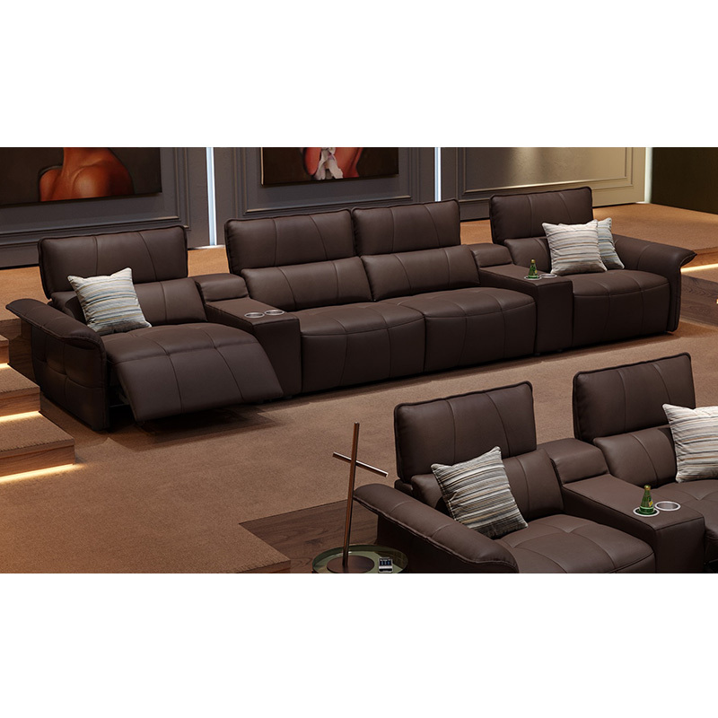 Four-seat and 2 middle console video room private cinema sofa luxury, all-electric stretching function