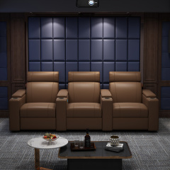 Three-seat and 2 middle console video room private cinema sofa luxury, all-electric stretching function