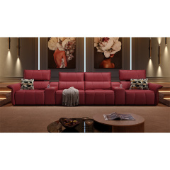 Four-seat and 2 middle console video room private cinema sofa luxury, all-electric stretching function