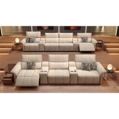 Four-seat and 2 middle console video room private cinema sofa luxury, all-electric stretching function